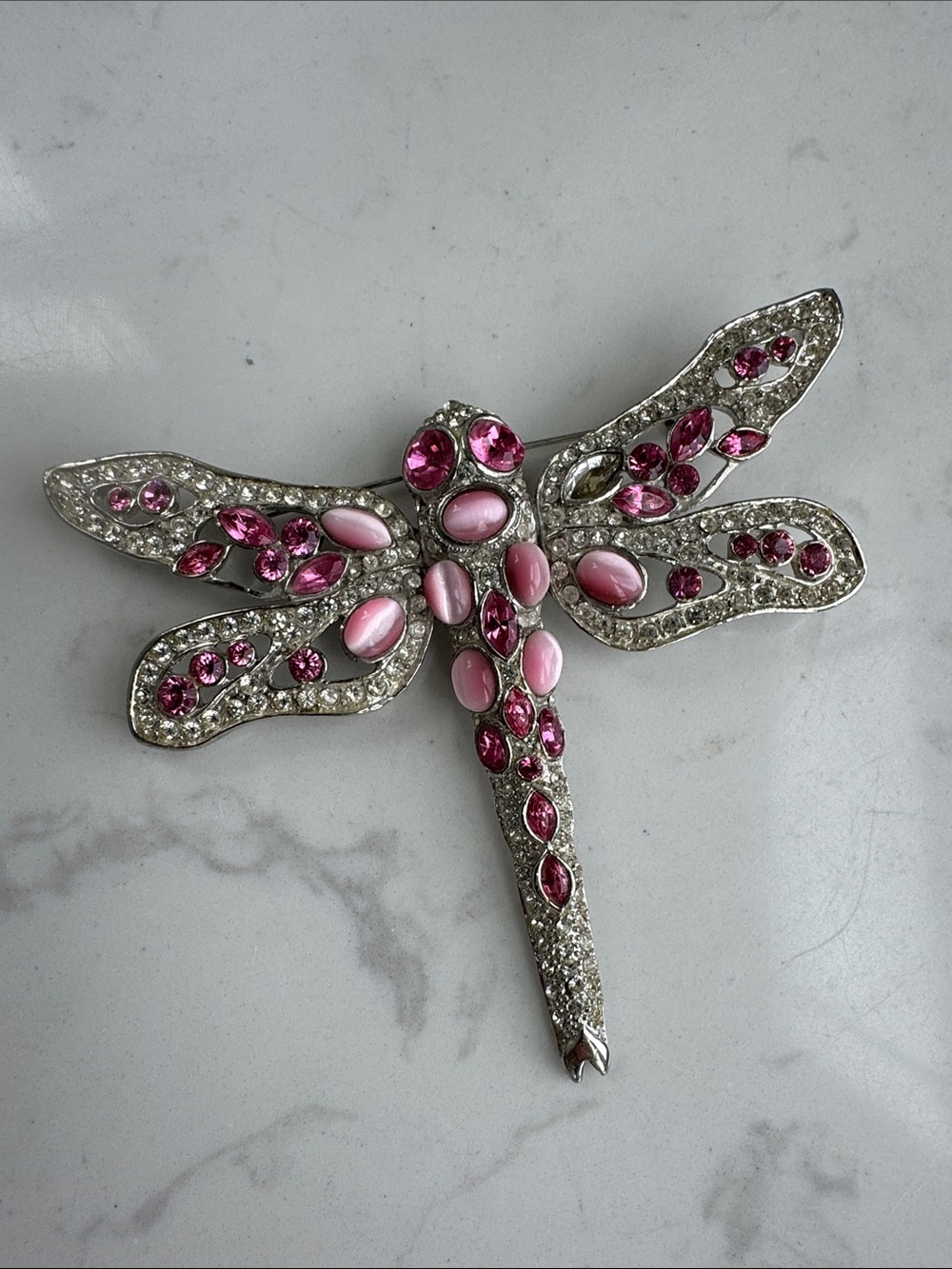 Vintage Sphinx Pink Dragonfly Brooch – Repair / Craft Grade